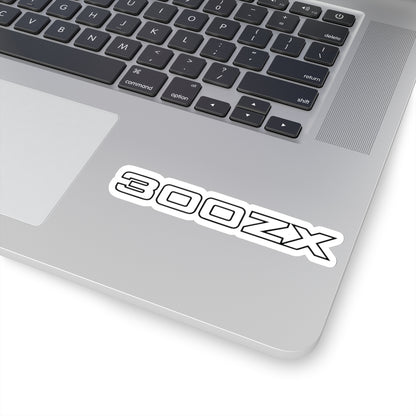 4 inch white Nissan 300ZX sticker on a silver laptop