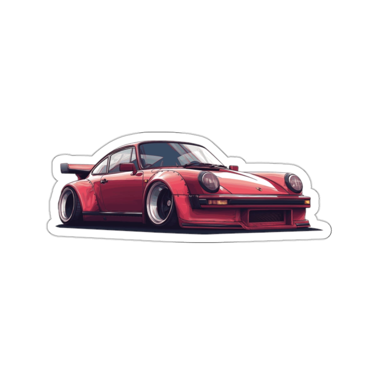 2 inch white Porsche 930 sticker on a white background