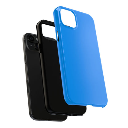 Exploded view of the iPhone 15 Plus Porsche Mexico Blue phone case.