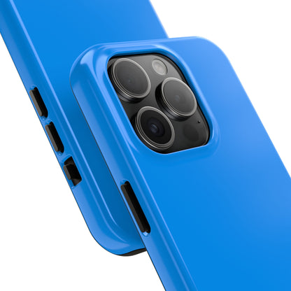 Back view of the iPhone 15 Pro Porsche Mexico Blue phone case.