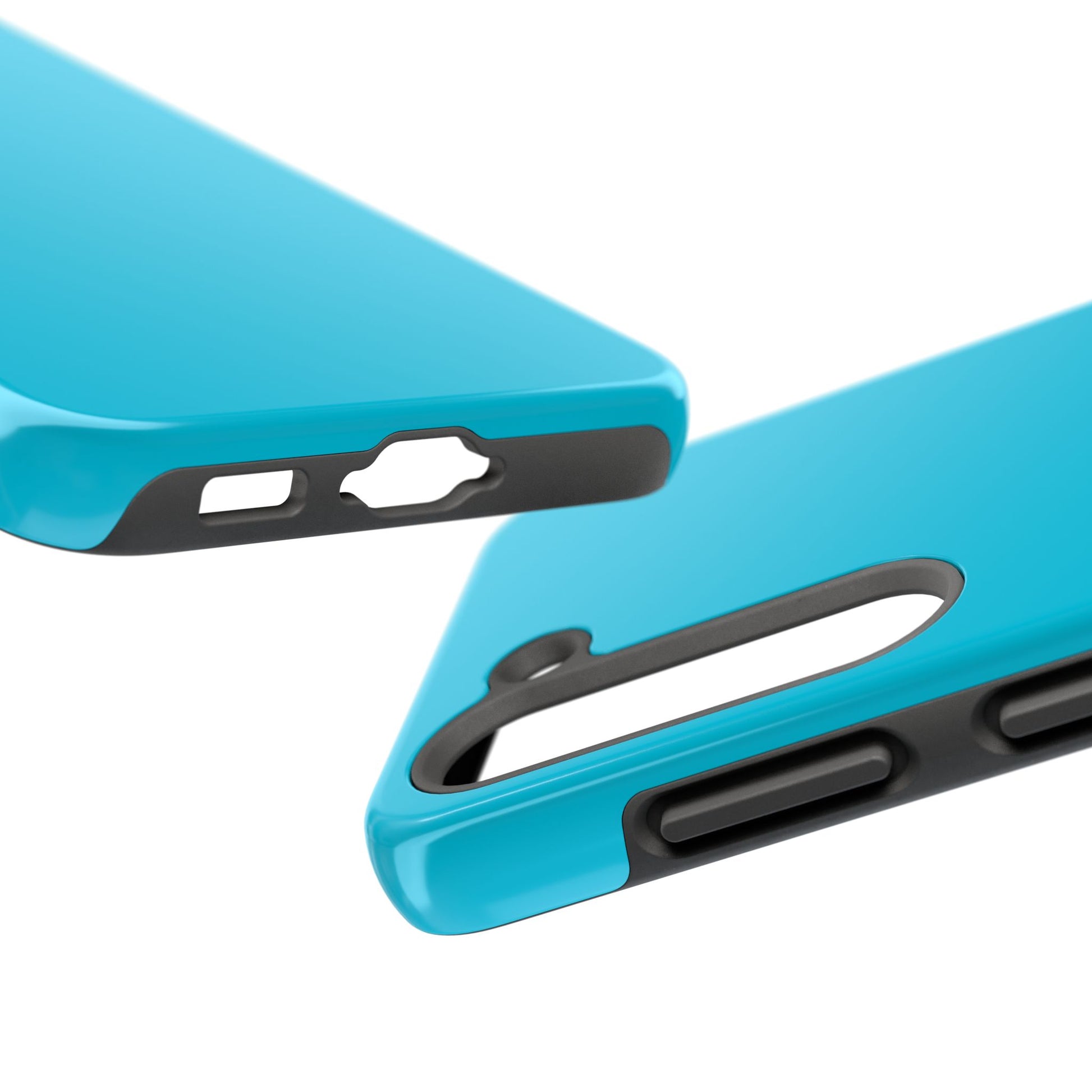 Side view of the Samsung Galaxy S23 Porsche Miami Blue phone case