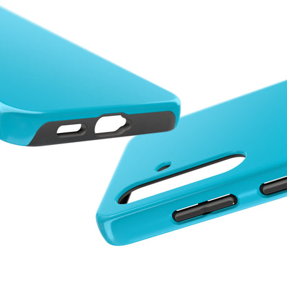 Side view of the Samsung Galaxy S24 Porsche Miami Blue phone case