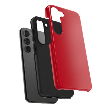 Exploded view of the Samsung Galaxy S23 Porsche Guards Red phone case. 