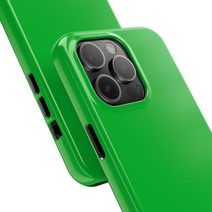 Back view of the iPhone 15 Pro Max Porsche Signal Green phone case. 