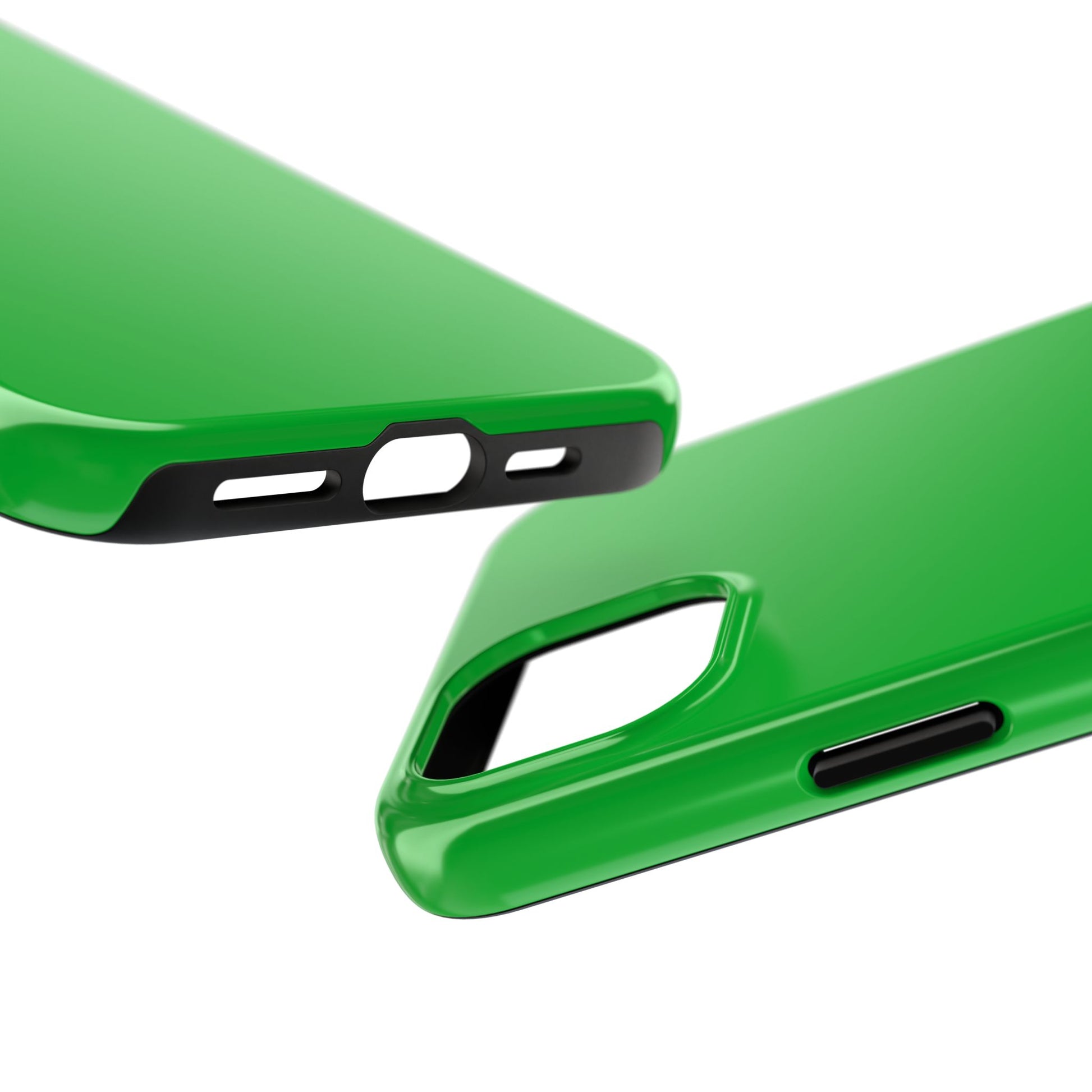 Side view of the iPhone 15 Plus Porsche Signal Green phone case 