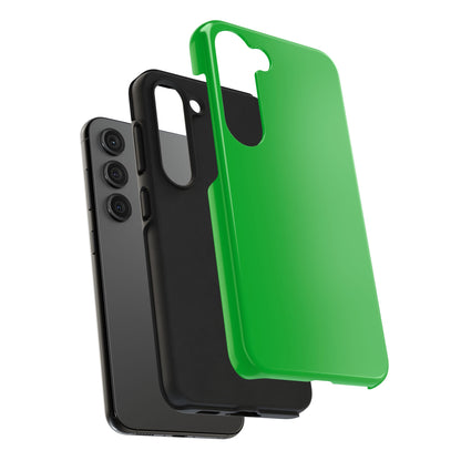 Exploded view of the Samsung Galaxy S23 Porsche Signal Green phone case. 