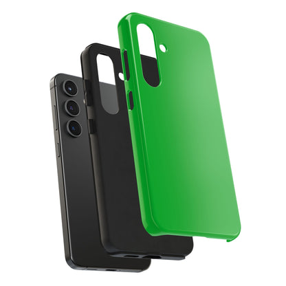 Exploded view of the Samsung Galaxy S24 Porsche Signal Green phone case. 