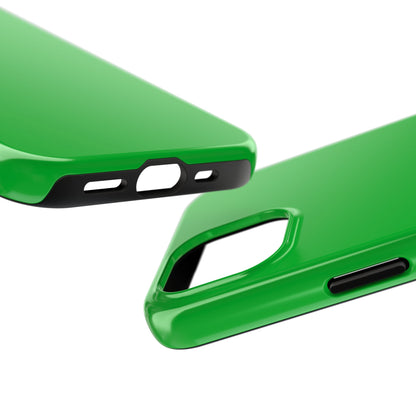 Side view of the iPhone 15 Porsche Signal Green phone case 