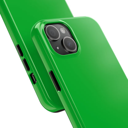 Back view of the iPhone 15 Plus Porsche Signal Green phone case. 