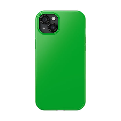 Primary view of iPhone 15 Plus Porsche Signal Green phone case. 