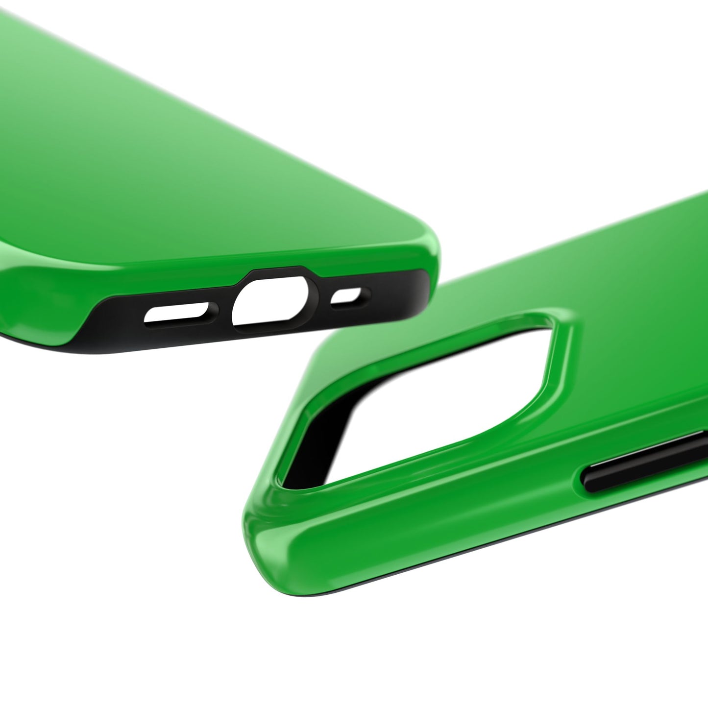 Side view of the iPhone 15 Pro Porsche Signal Green phone case 