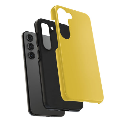 Exploded view of the Samsung Galaxy S23 Porsche Speed Yellow phone case. 