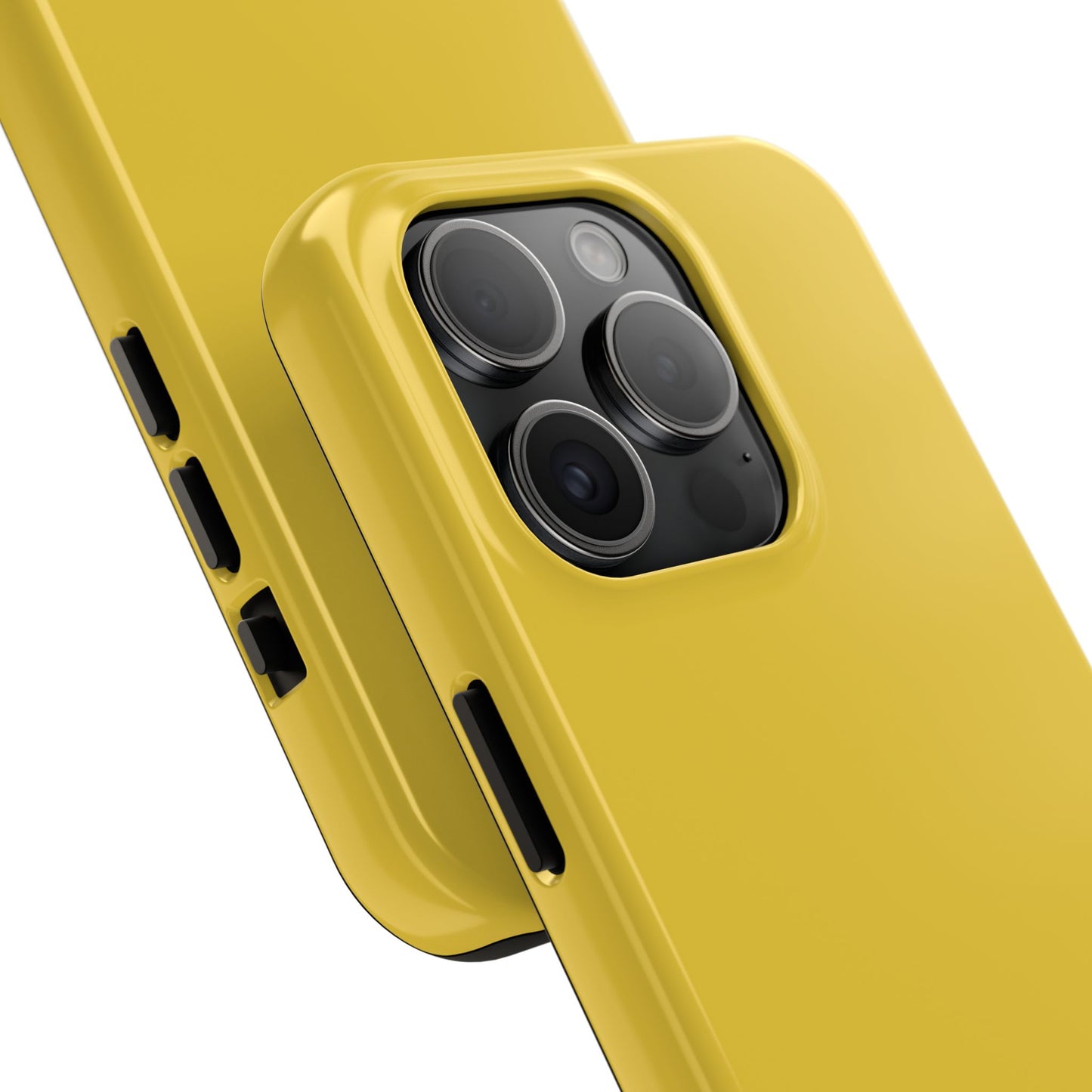 Back view of the iPhone 15 Pro Porsche Speed Yellow phone case. 