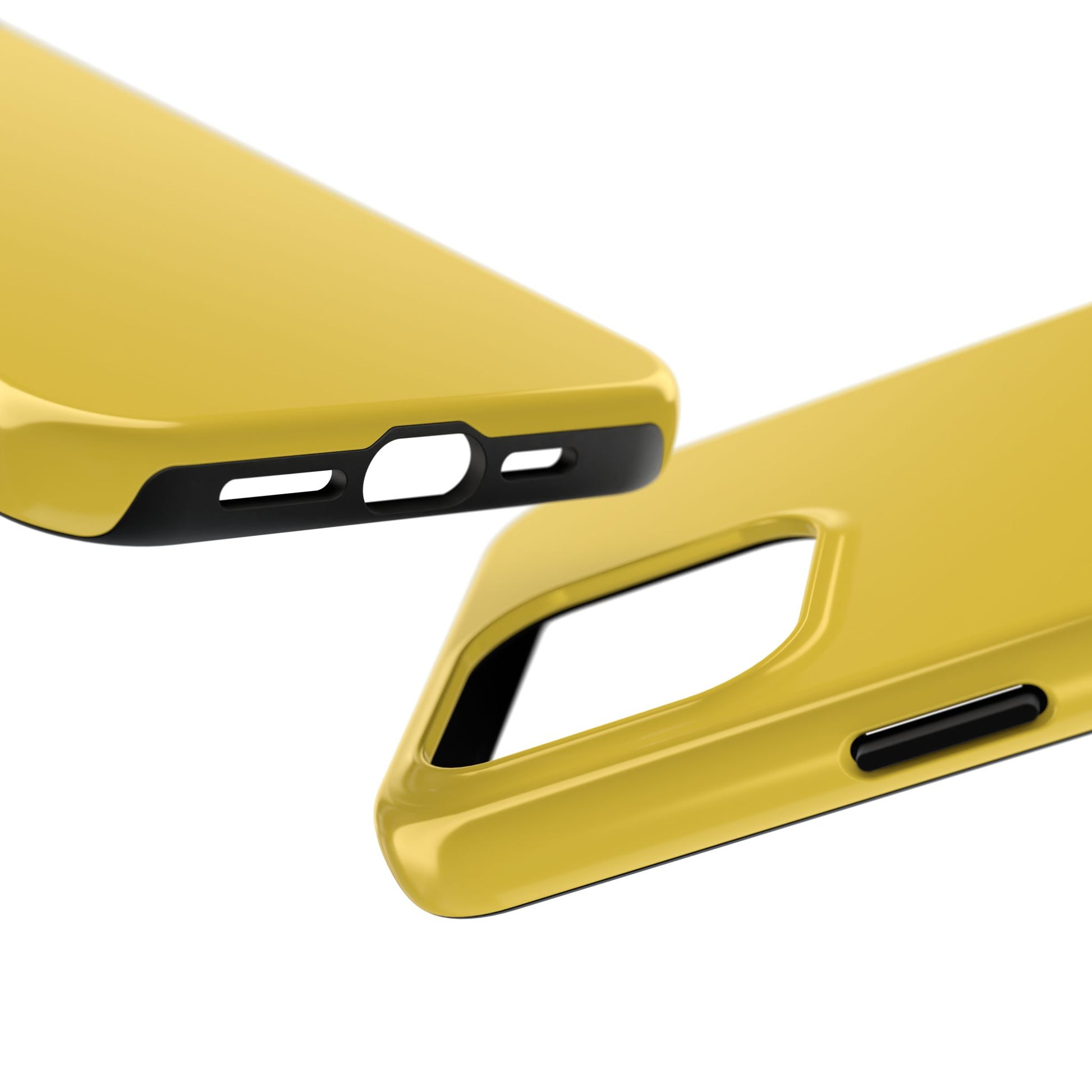 Side view of the iPhone 15 Pro Max Porsche Speed Yellow phone case 