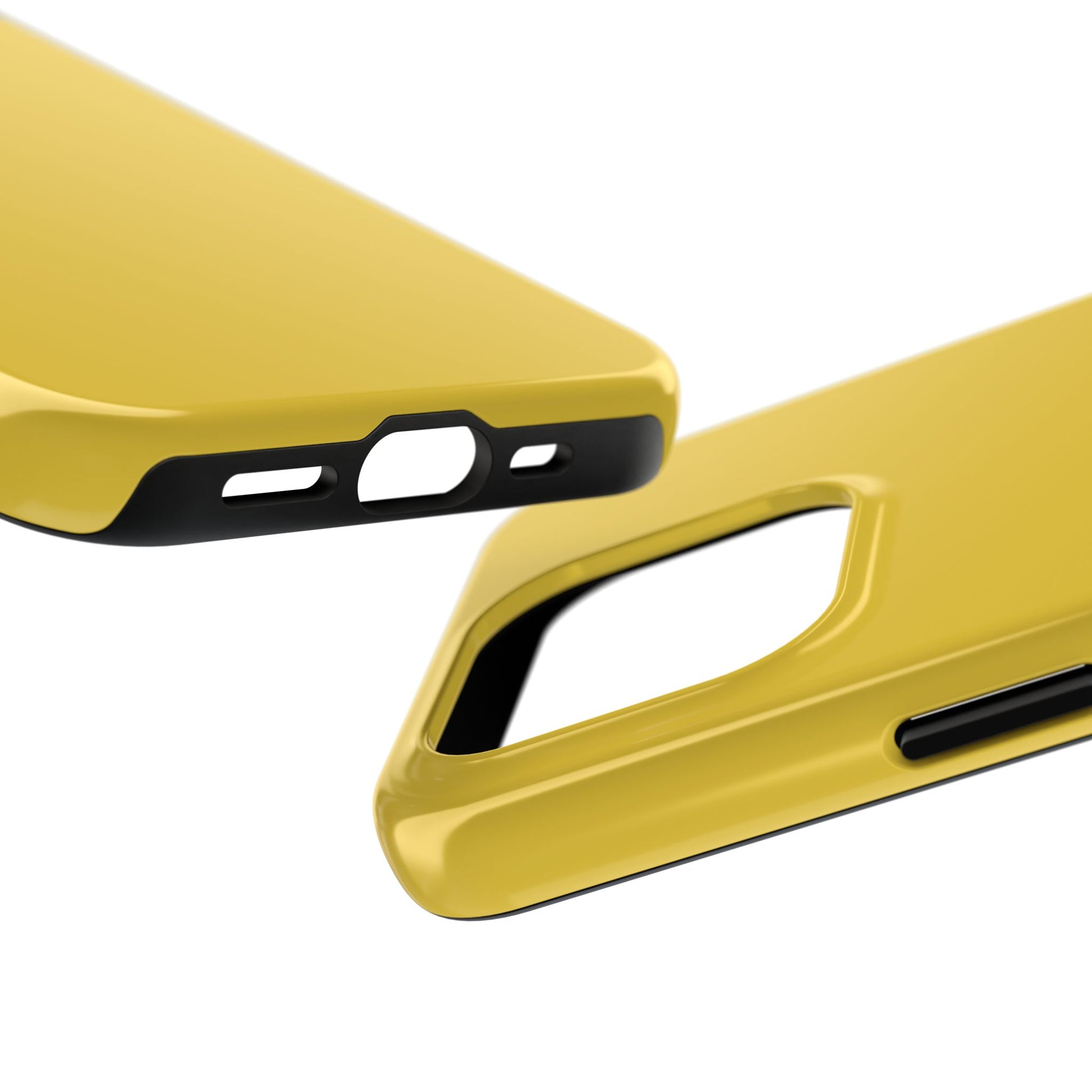 Side view of the iPhone 15 Pro Porsche Speed Yellow phone case 