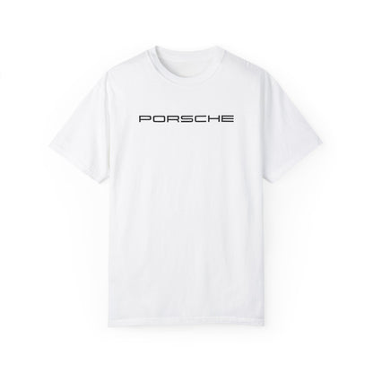 White Porsche T-Shirt with black text.
