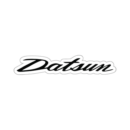 3 inch white Datsun sticker on a white background