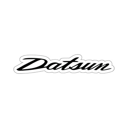 4 inch white Datsun sticker on a white background