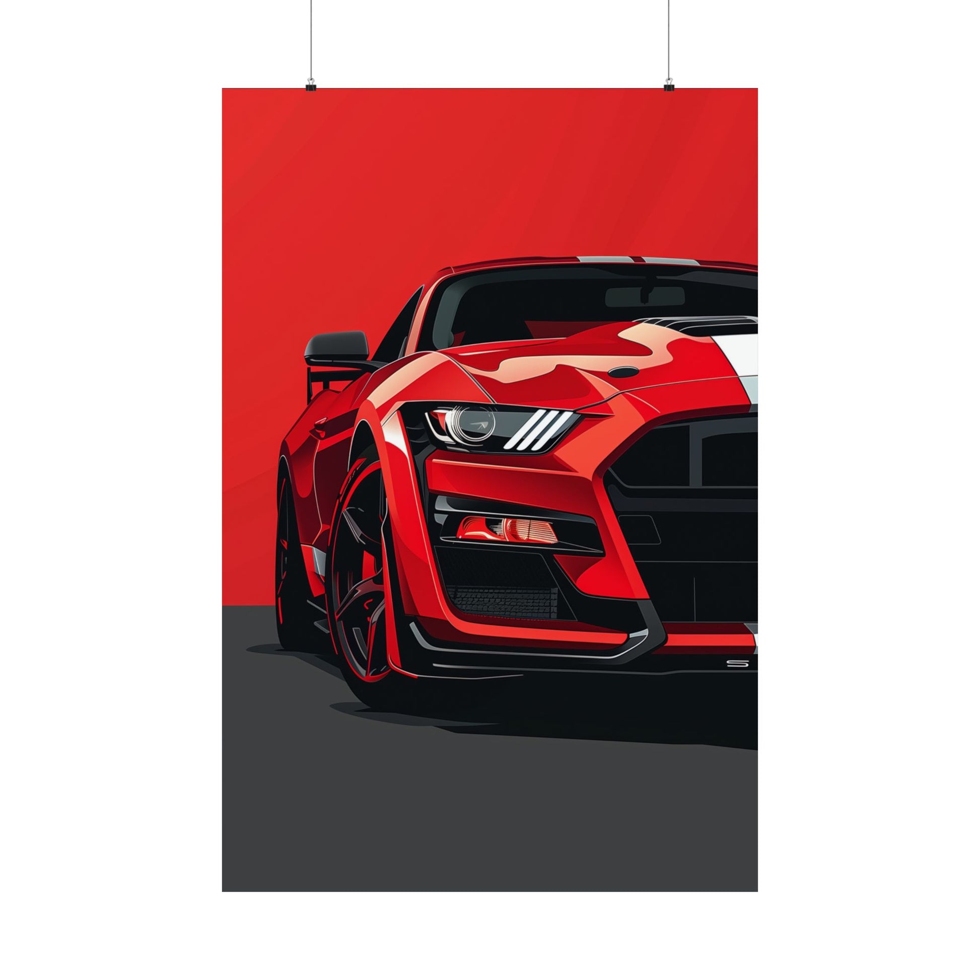 Shelby GT500 matte poster, red muscle car design