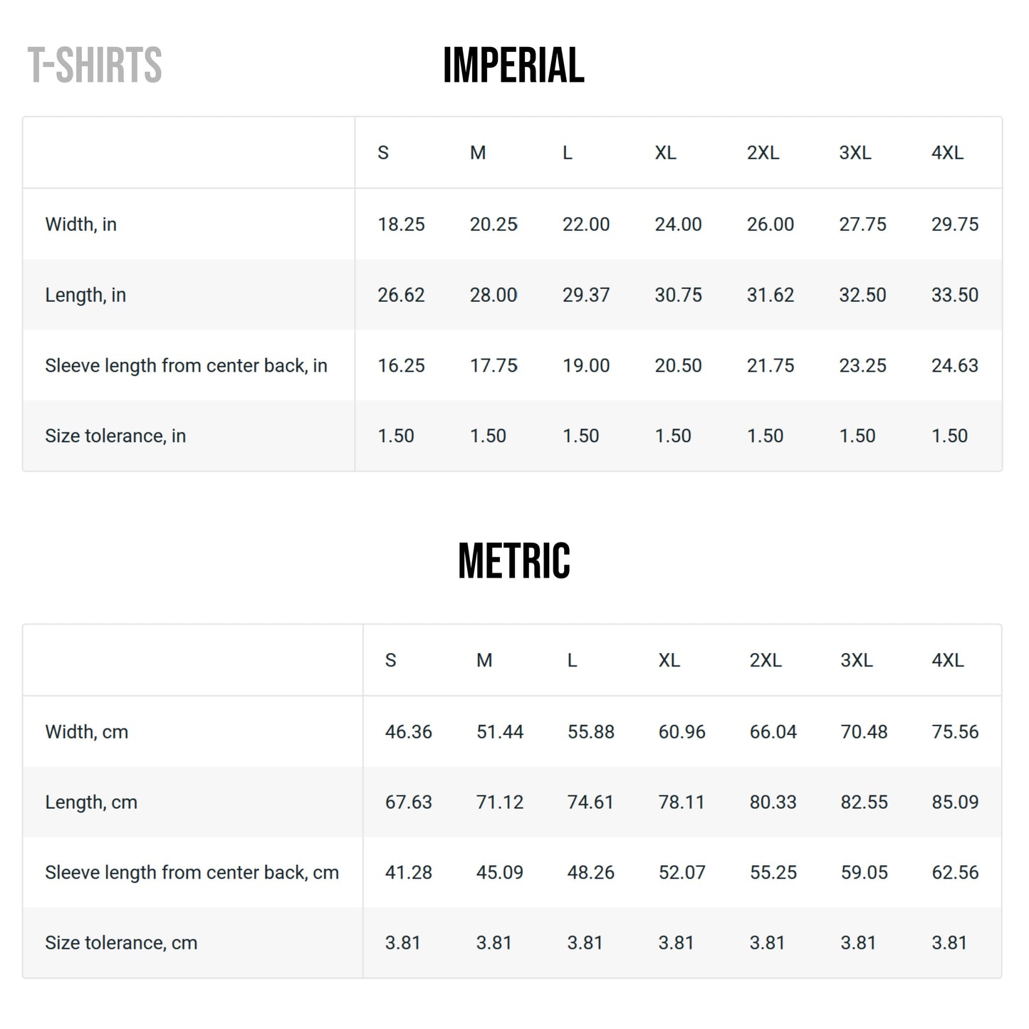 Size Chart for T-shirt_copy