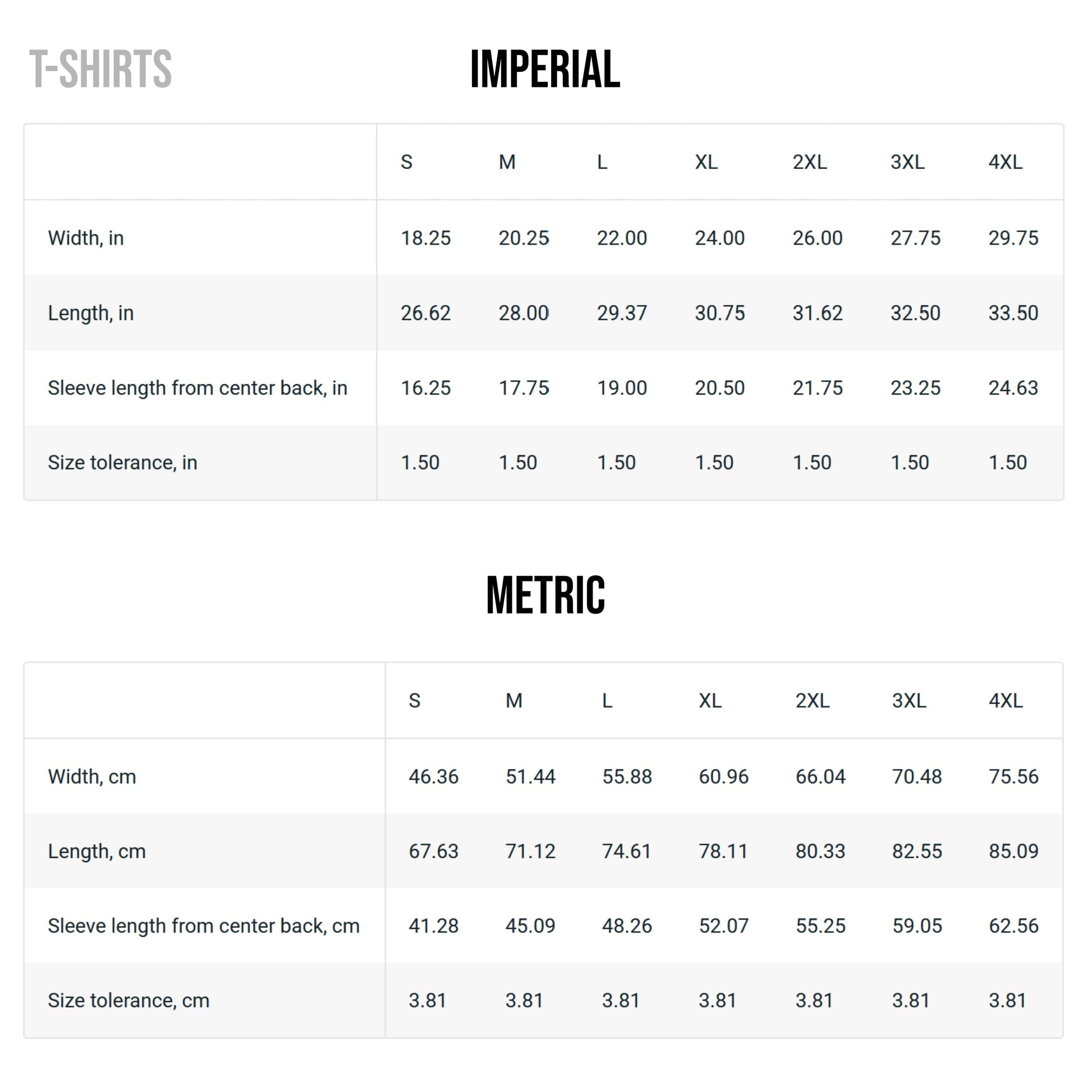 Size Chart for T-shirt_5