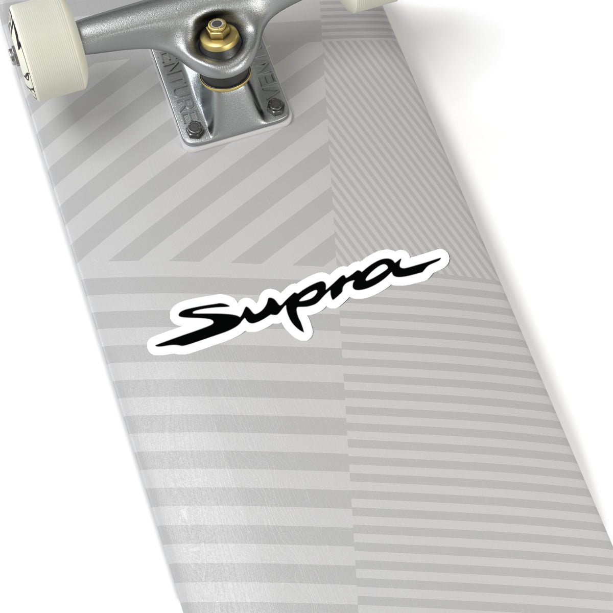 Supra Sticker on a skateboard deck