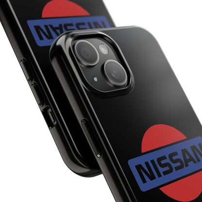 Back view of the Black iPhone 15 Vintage Nissan phone case.